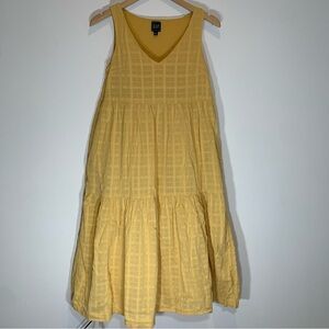 GAP V neck tiered Sunny Yellow Midi Dress